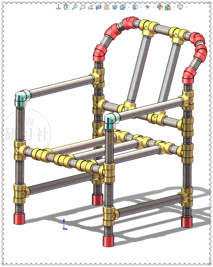 用SolidWorks管路组装一把螺纹钢管椅的图28