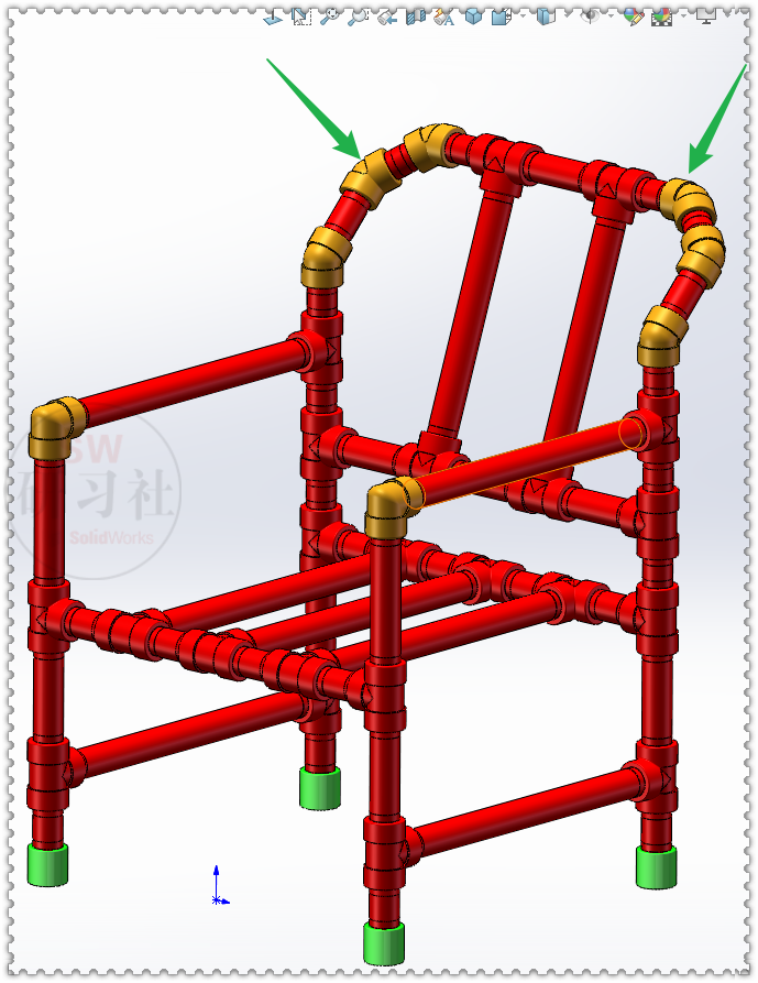 用SolidWorks管路组装一把螺纹钢管椅的图27