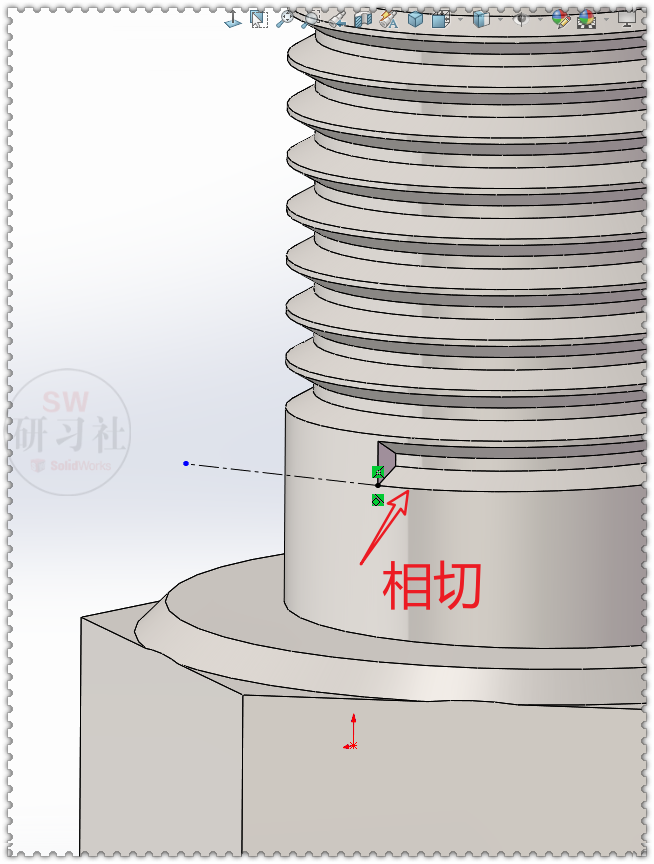 SolidWorks两种螺纹线收尾的简单画法的图17