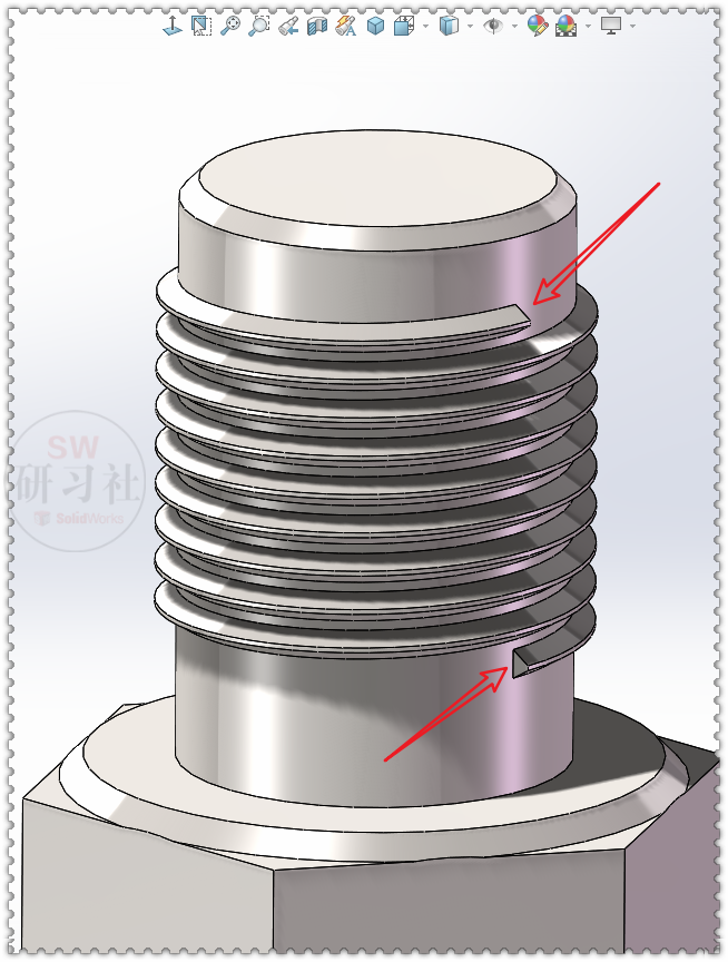 SolidWorks两种螺纹线收尾的简单画法的图8