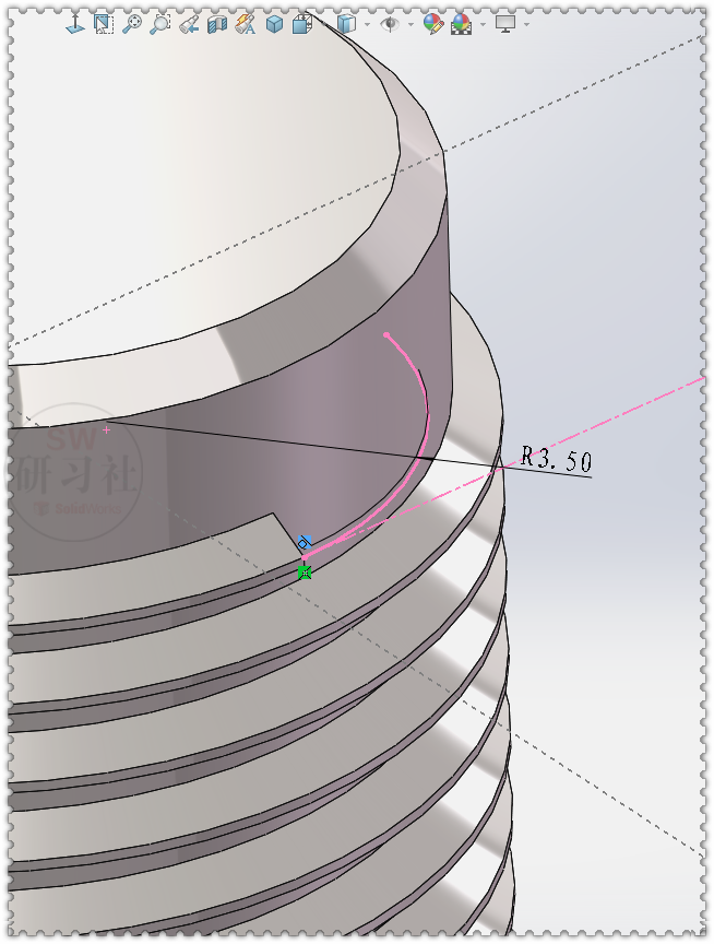 SolidWorks两种螺纹线收尾的简单画法的图12