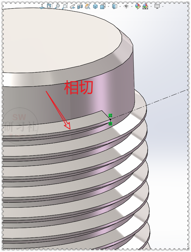 SolidWorks两种螺纹线收尾的简单画法的图9