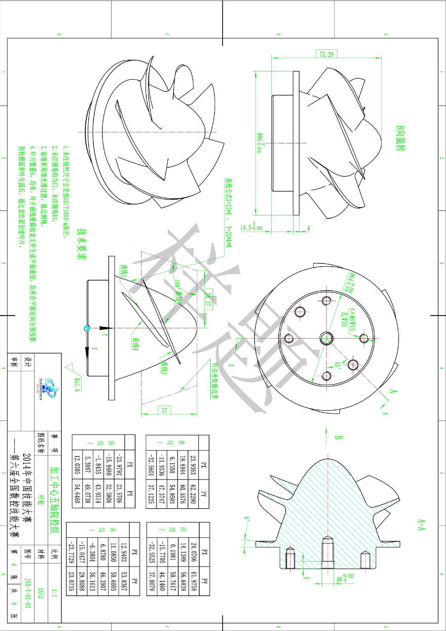 用SolidWorks画叶轮推进器装配体里的叶轮零件的图5