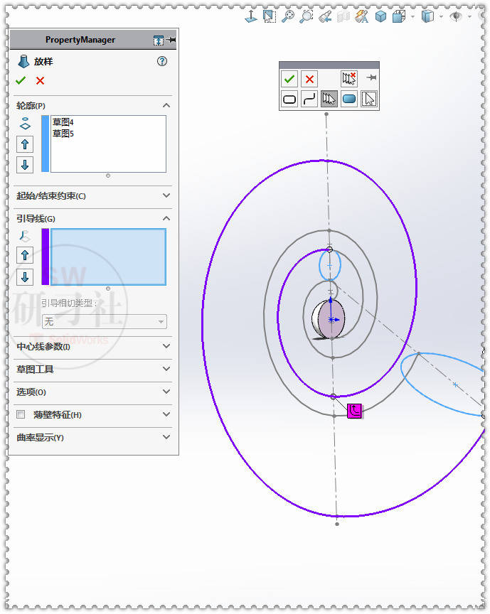 用SolidWorks重画鹦鹉luo音箱，这次用放样画的的图17