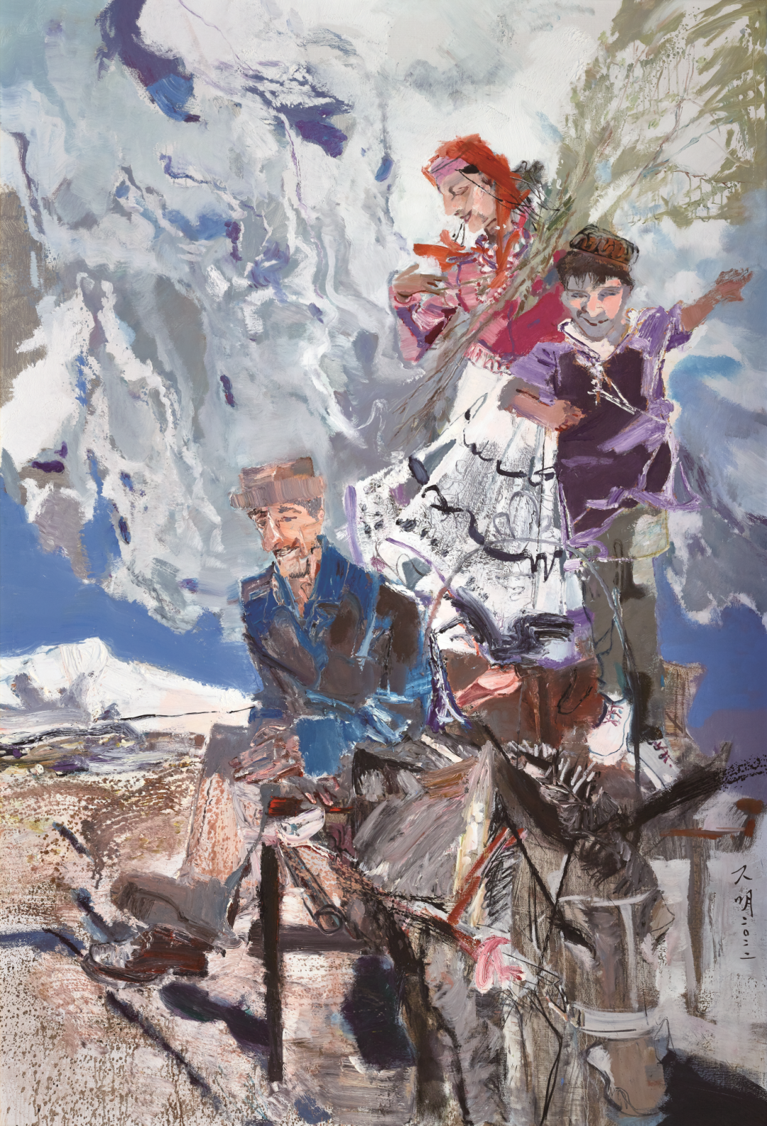 刘大明的写意人物画具有强烈的时代感,他的画给人的感觉是不安和躁动