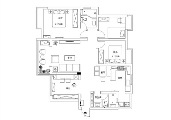90㎡的4房居室，空间不但不拥挤还很宽敞