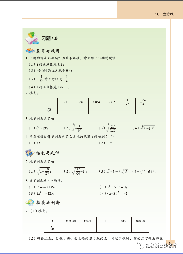 7 7 用计算器求平方根和立方根 Page68 青岛版八年级数学下册电子课本 教材 教科书 好多电子课本网