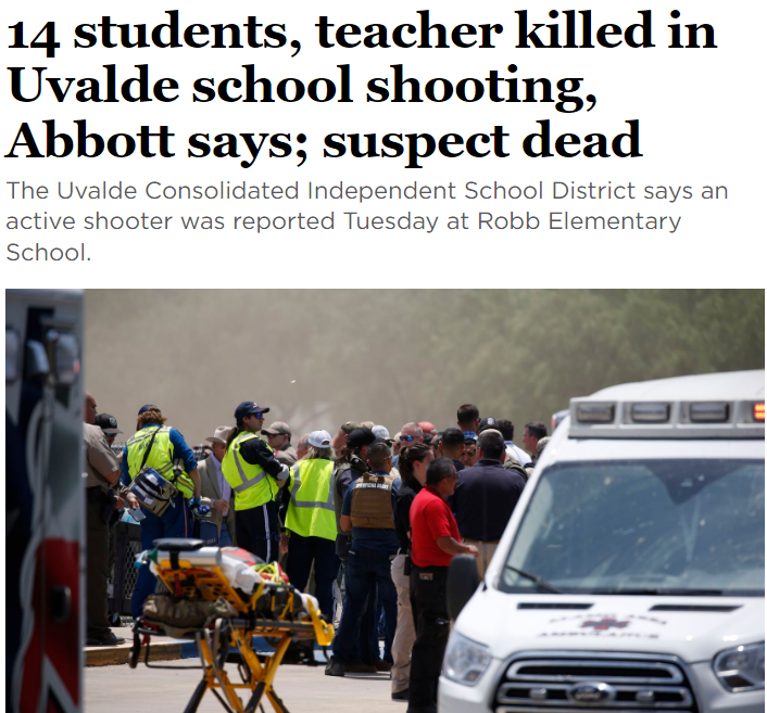 突发！14名儿童1教师死亡！德州一小学发生大规模校园枪击惨案，