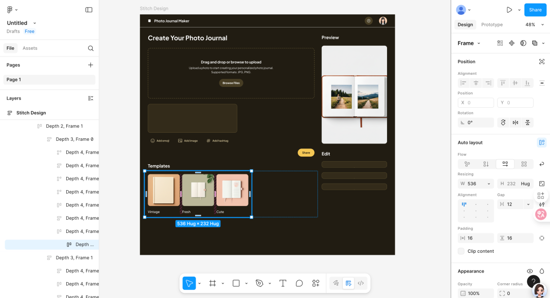 Figma界面元素编辑示意图