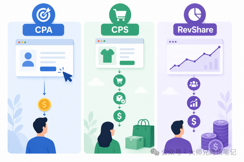 联盟营销CPS CPA RevShare怎么选 谷歌广告投手佣金模式对比