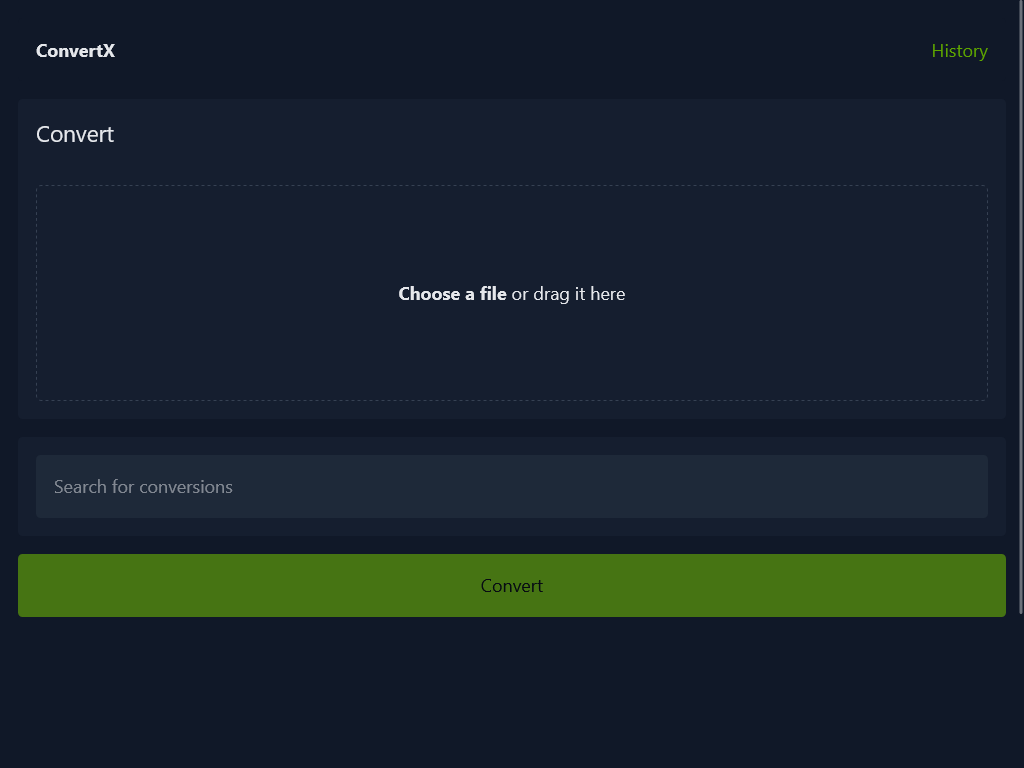 Strona główna programu ConvertX