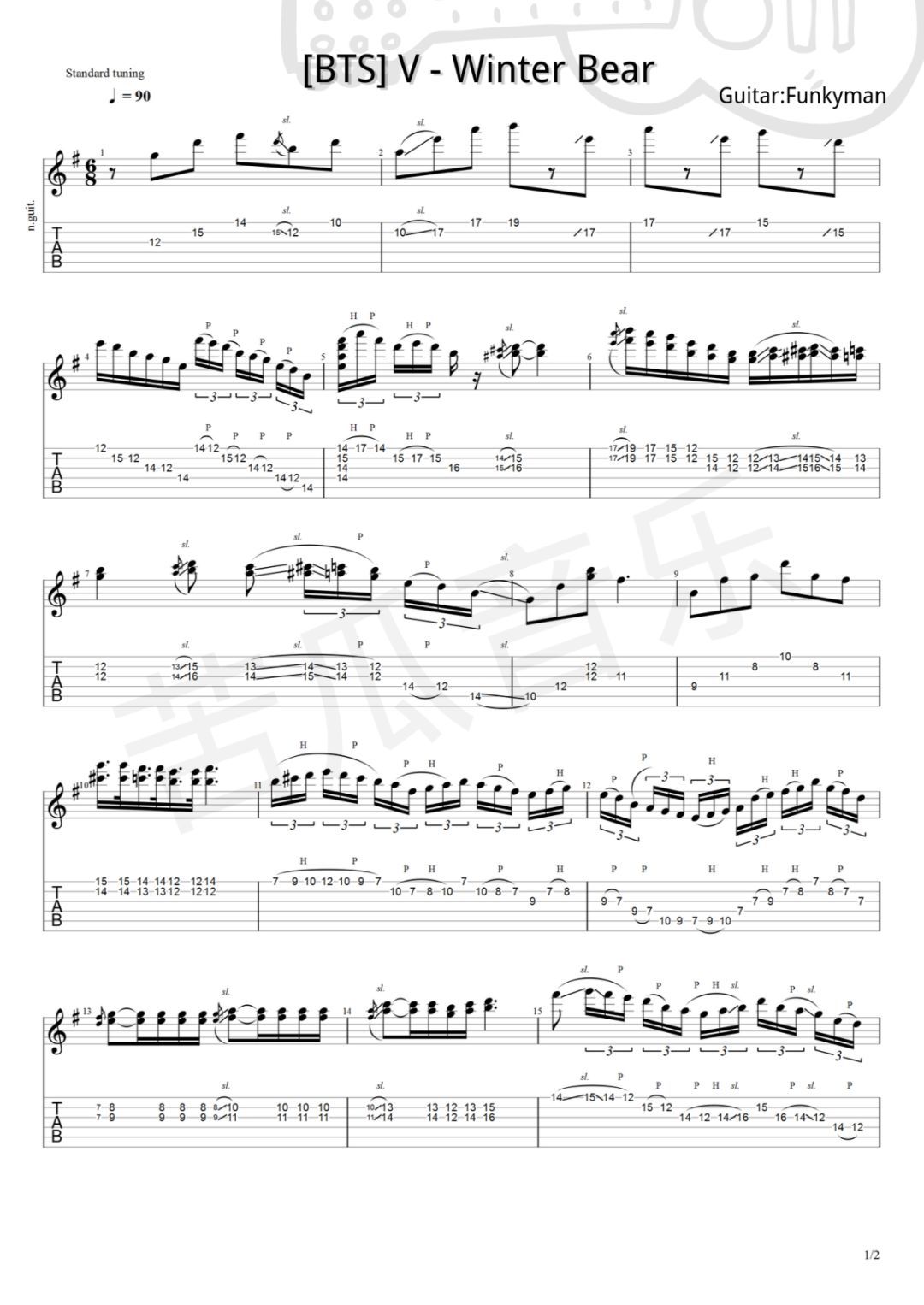 Neo Soulé£Žæ ¼å‰ä»–æ•™å­¦ Bts V Winter Bear è°± ç¤ºèŒƒ è‹¦ç