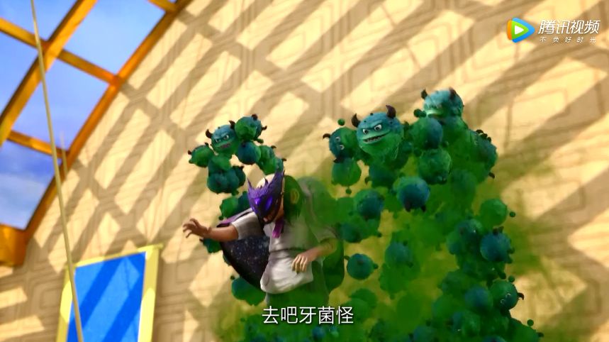 他每天也学会了早晚按时刷牙,一天不落,生怕牙菌怪来攻击他的牙齿.