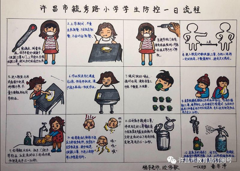 半岛官方下载入口_“画”里“话”外学防疫——许昌市毓秀路小学上好疫情课，共筑防控安全墙(图4)