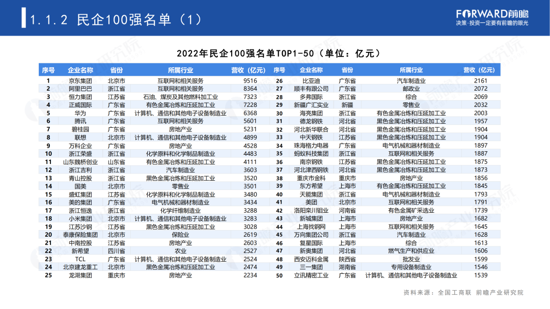 2023年中国民营100强投资趋势分析