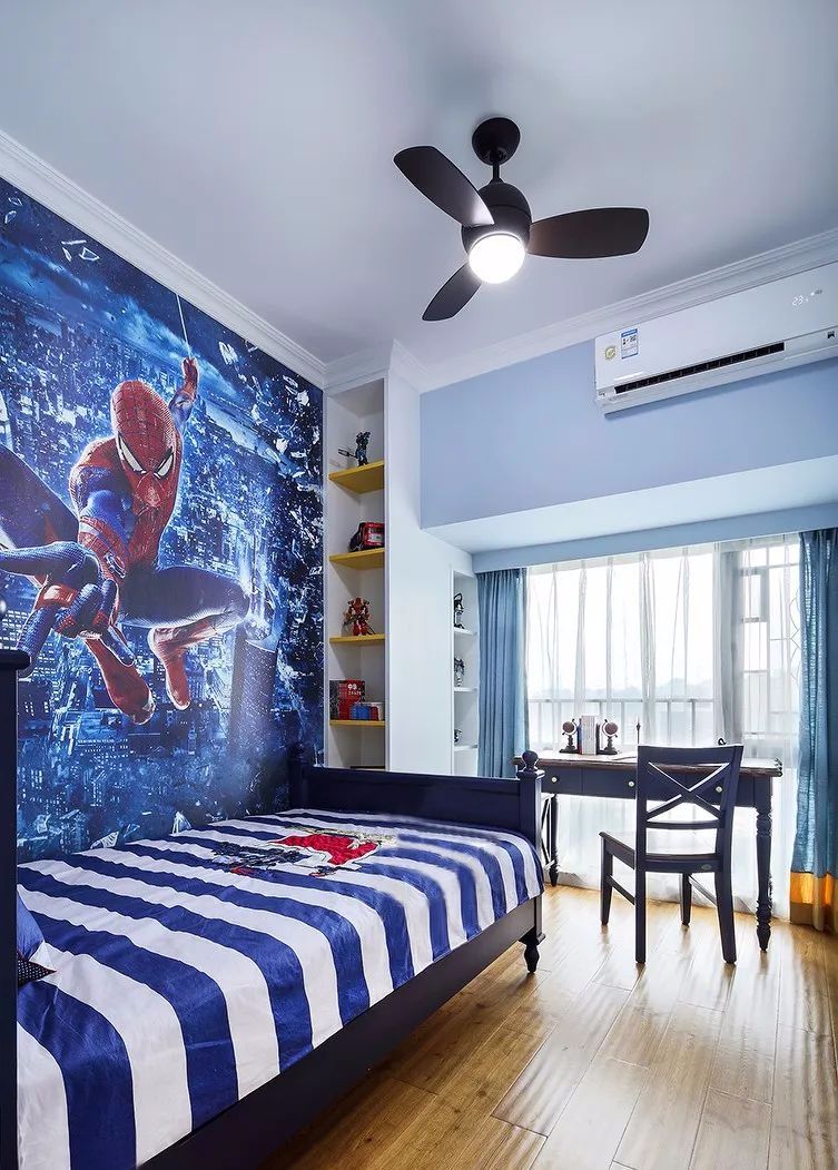 145㎡优雅美式4室2厅，蓝白色纯净视觉感！邂逅美好的浪漫生活