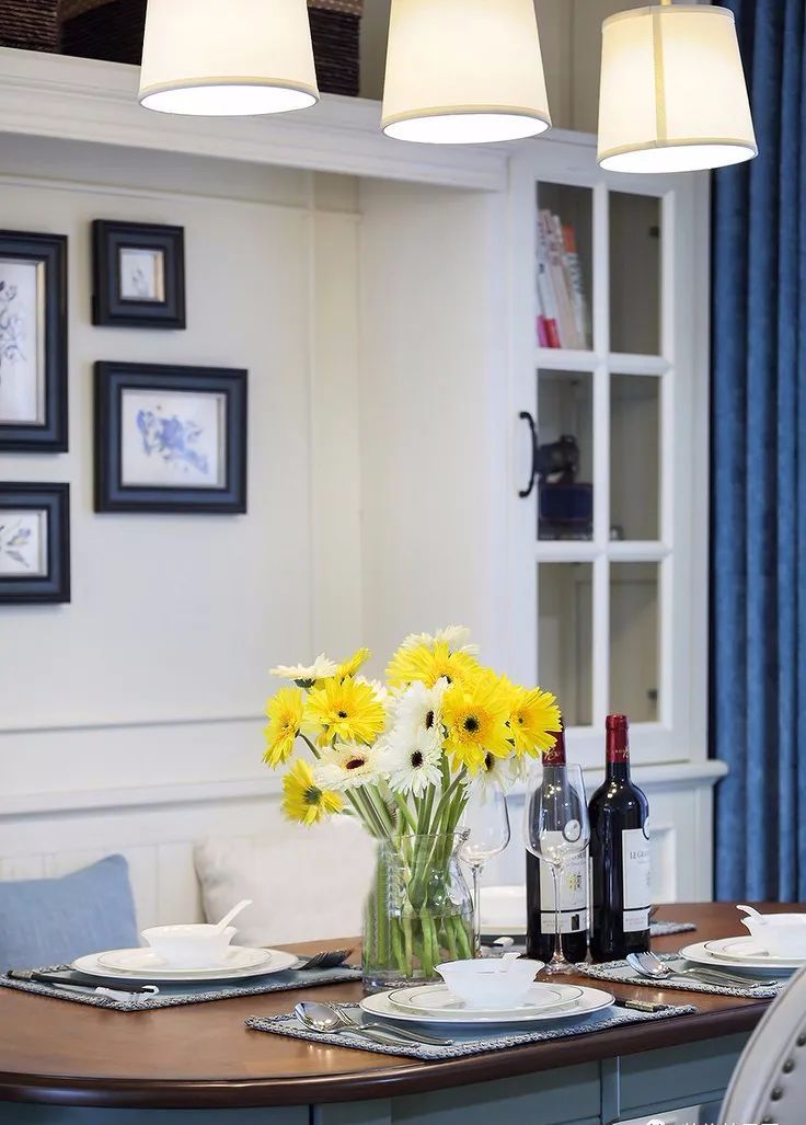 145㎡优雅美式4室2厅，蓝白色纯净视觉感！邂逅美好的浪漫生活