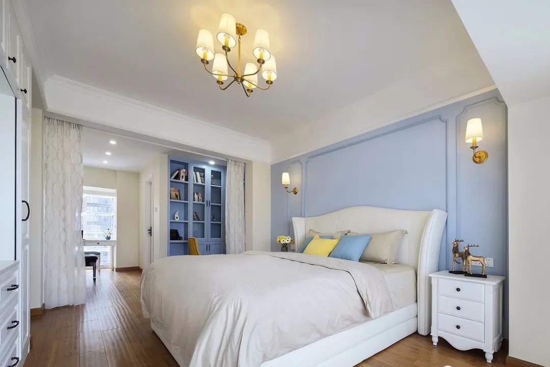 145㎡优雅美式4室2厅，蓝白色纯净视觉感！邂逅美好的浪漫生活