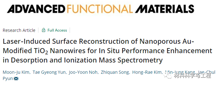 《AFM》：激光诱导表面重构纳米多孔金修饰二氧化钛纳米线！的图1