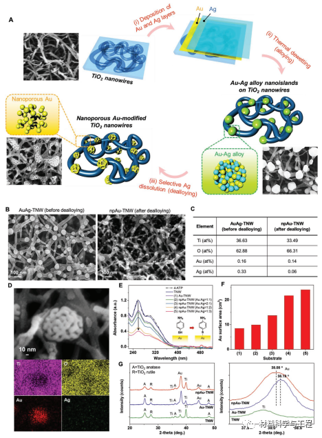 《AFM》：激光诱导表面重构纳米多孔金修饰二氧化钛纳米线！的图2