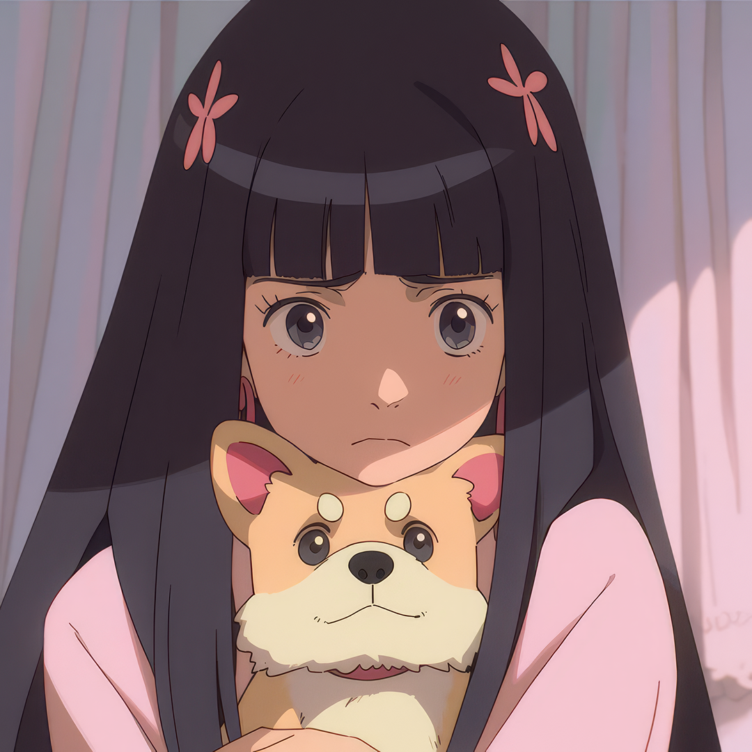抱着狗狗动漫头像女