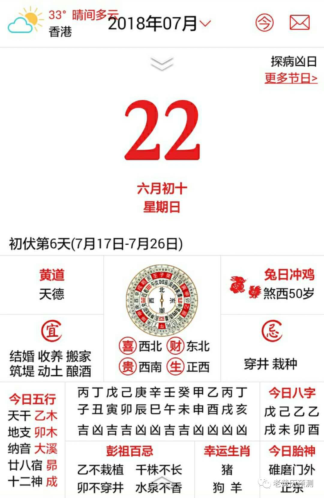 18年7月22日农历六月初十星期日 日历与你同行 微信公众号文章阅读 Wemp