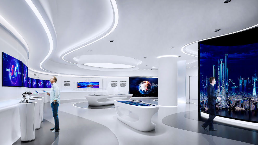 裸顶喷涂 局部吊顶:通过局部吊顶和下挂灯箱,增强空间层次感,同时能