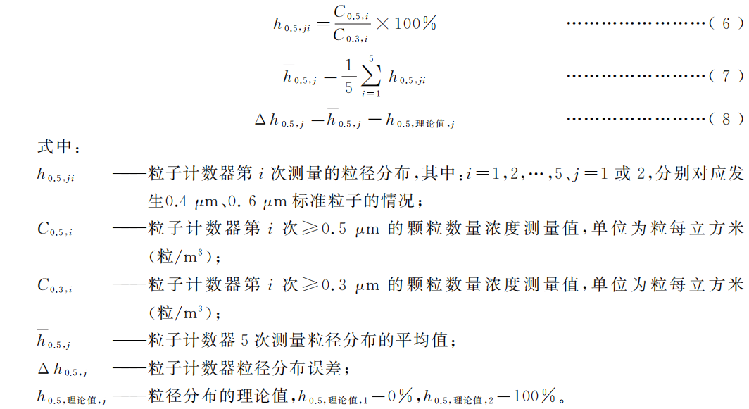 按公式(6)计算粒径分布(h0.5,ji),按公式(7)计算粒径分布的平均值(h0.5,j),按公式(8)计算粒径分布误差(Δh0.5,j)。