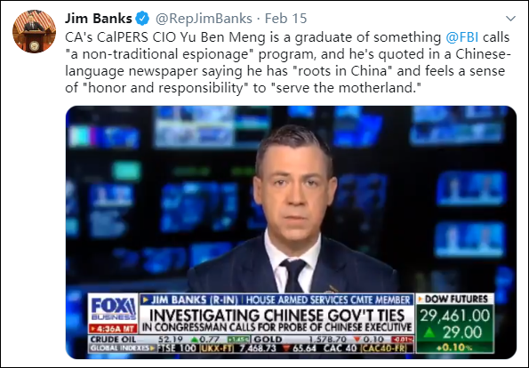 点击查看大图 全美最大退休基金华裔首席投资官孟宇一句"根在中国",被迫辞职