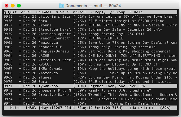 Mac OS X中的Gmail命令行工具Mutt