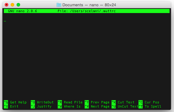 Mac OS X中的Gmail命令行工具Mutt