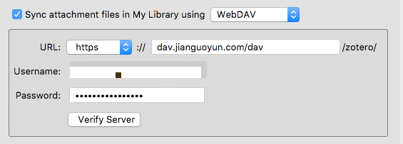 Zotero-web DAV设置