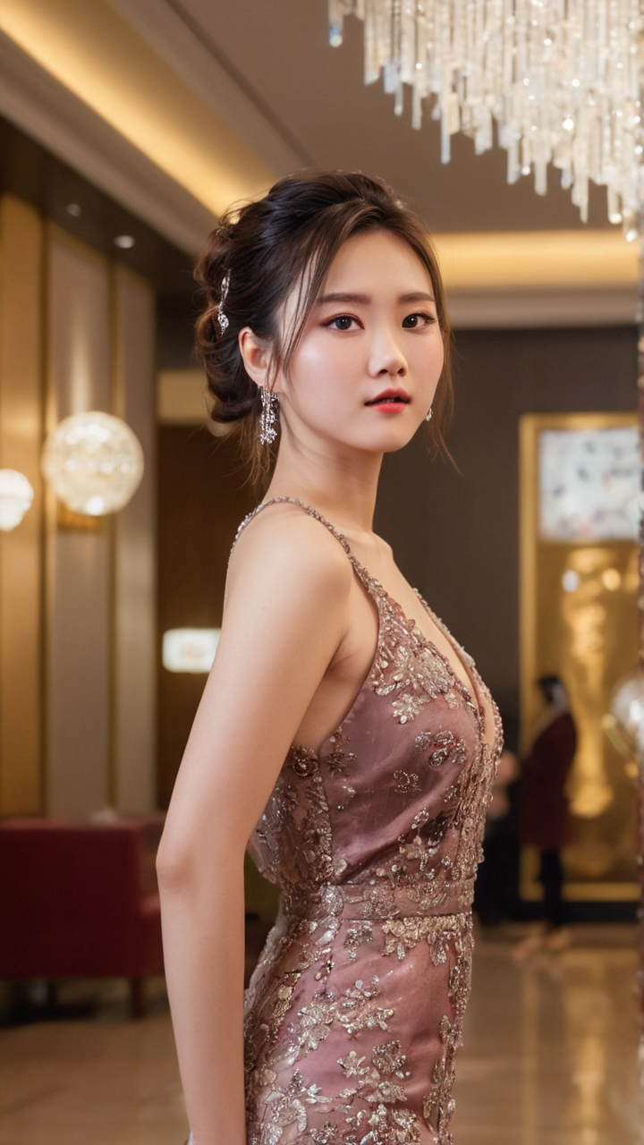 美女写真抓拍年会盛典上的小姐姐