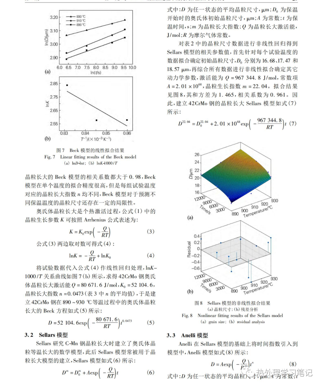 笔记118：42CrMo钢加热过程中的奥氏体晶粒尺寸演变的图5