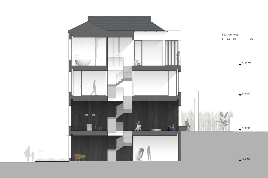 極簡白的家, 一面黑色木「牆」分出3個功能區 家居 第4張