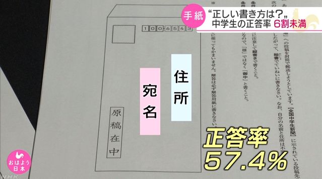 双语新闻 能够正确书写信封格式的中学生人数再创新低 日语学习微信公众号文章