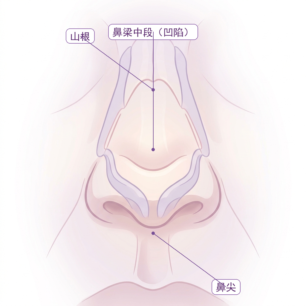 鞍鼻：鼻梁中间塌下去的那一段