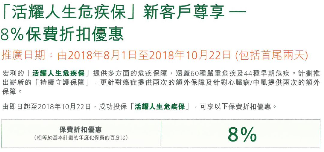香港宏利保险最新产品优惠（8月1日-10月22日）