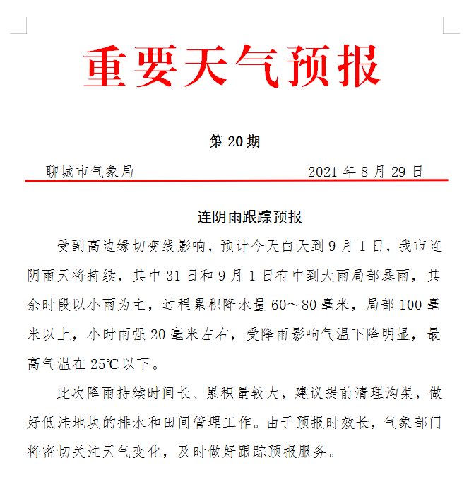 局部100毫米以上 聊城最新天气预报 这些提前做 聊城在线 为新搜