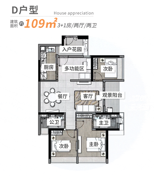 建面约109㎡单位