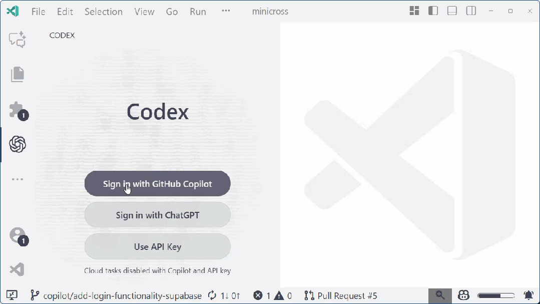 Codex 插件登录面板