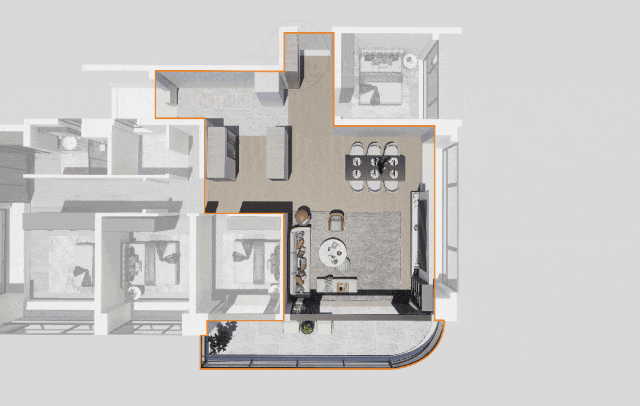 约143平3+1房B户型