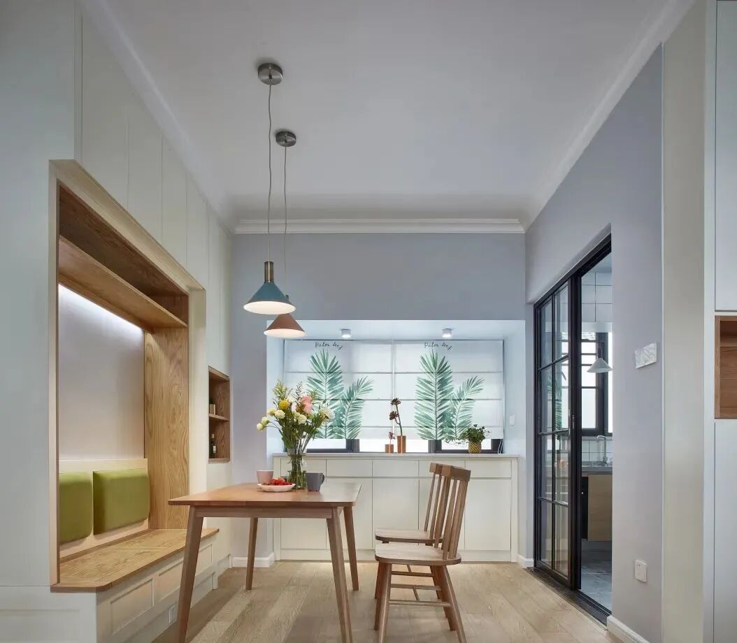 125㎡北欧风装修简单舒适餐厅卡座让人眼前一亮