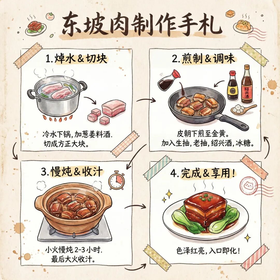 Nano Banana Pro 生成的东坡肉菜谱