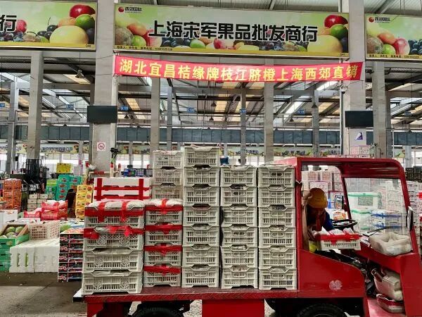 西郊国际内的水果货架。摄影/冯小芯