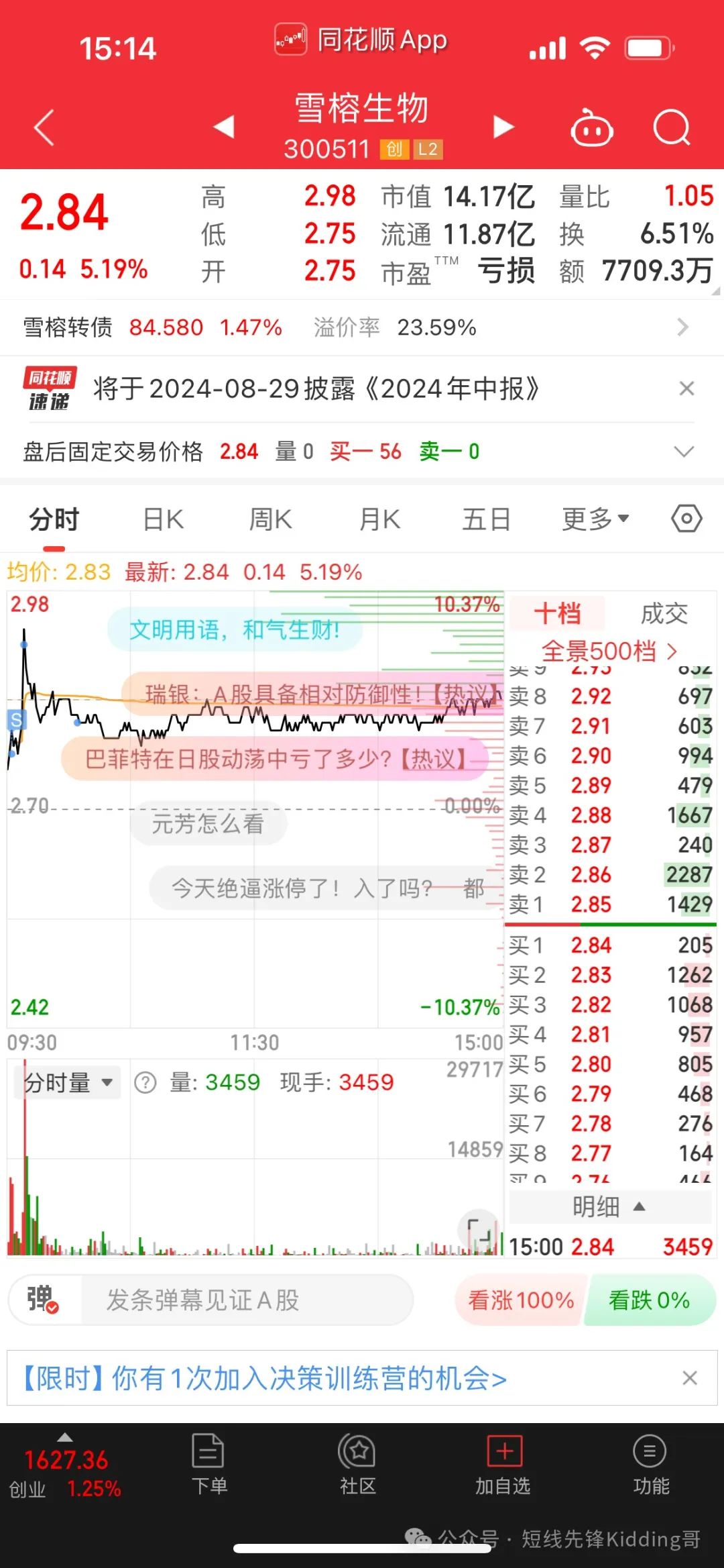 9月6日地天地板股票走势