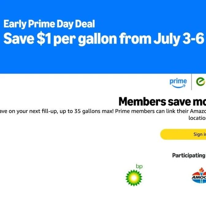 Amazon 加油折扣，每加仑额外 $1 off