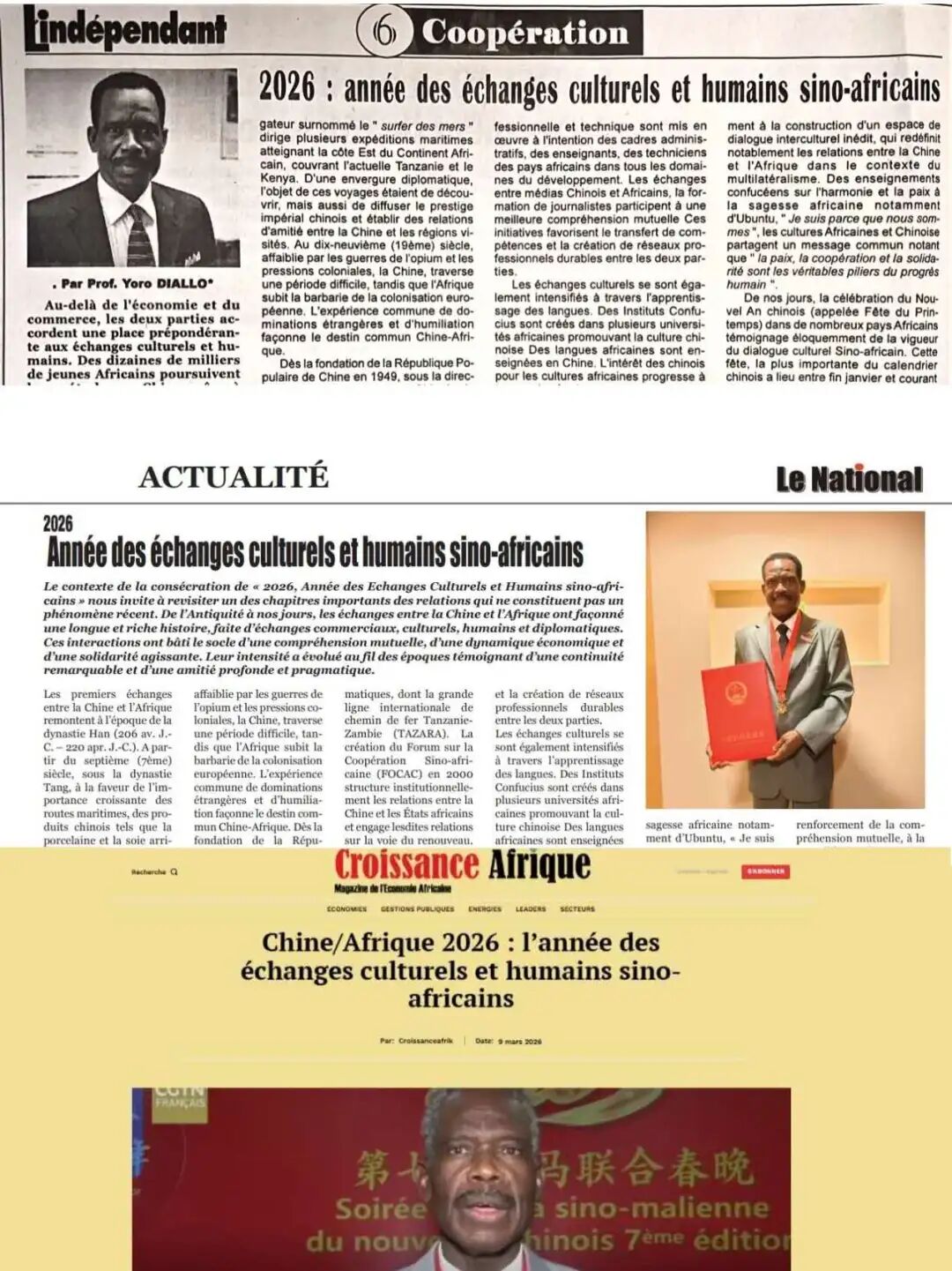 中国政府友谊奖获得者、马里知名学者迪亚洛教授在马媒体发表文章宣介“中非人文交流年”-中非友好经贸发展工作委员会