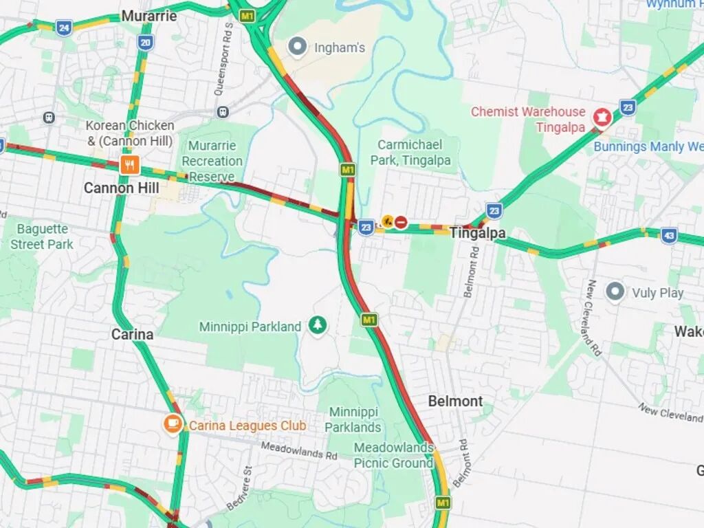 Traffic as of 3.20pm. Source: Google Maps