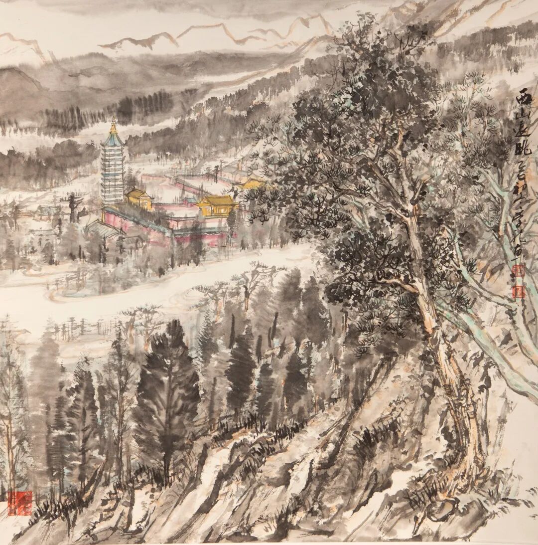王学礼（特邀）国画《西山远眺》.jpg